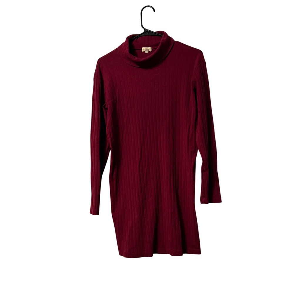 Donni Burgundy Pointelle Rib Turtleneck Top 100% Organic Cotton XS Made in USA